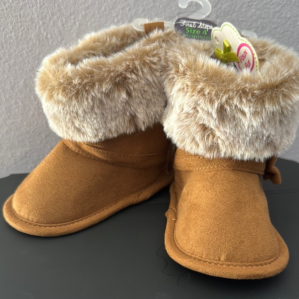 Brown and Tan Cozy Winter Boots with Plush Trim